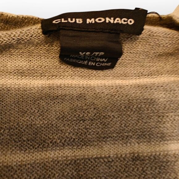 NWOT CLUB MONACO 100% MERINO WOOL LIGHT GRAY STRIPED SWEATER SIZE XS - Picture 3 of 6